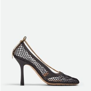 Black Mesh Heels with Chain Link Strap